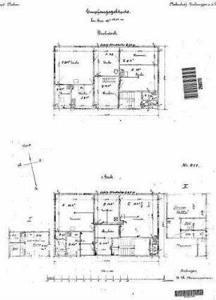 Eislingen (Fils): Empfangsgebäude Grundrisse 1.Stock,Dachstock