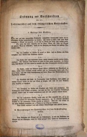 Ordnung und Vorschriften für die Todtengräber auf dem evangelischen Gottesacker : [Augsburg den 7ten Juli 1828.]