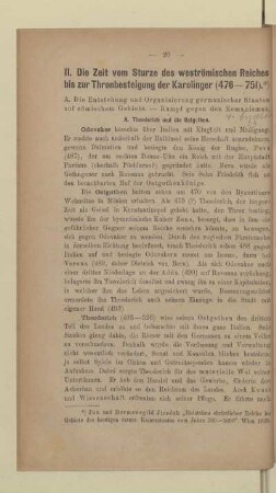 II. Die Zeit vom Sturze des weströmischen Reiches bis zur Thronbesteigung der Karolinger (476-751)