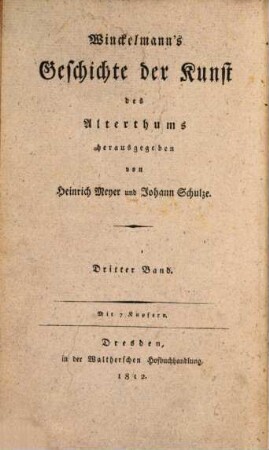 Winckelmann's Werke. 5, Geschichte der Kunst des Alterthums ; Bd. 3
