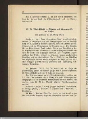 15. Die Winterschlacht in Masuren und Gegenangriffe der Russen