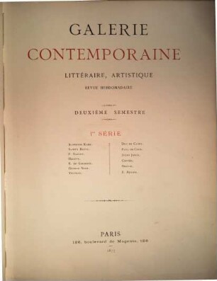 Galerie contemporaine, littéraire, artistique. 1,2. 1876