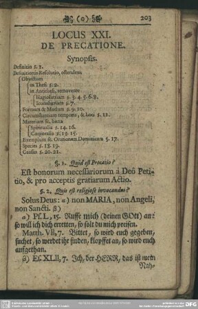 Locus XXI. De Precatione
