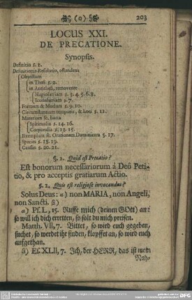 Locus XXI. De Precatione