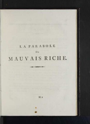 La Parabole Du Mauvais Riche.