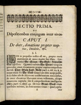 1-24, Sectio Prima. De Dispositionibus conjugum inter vivos.