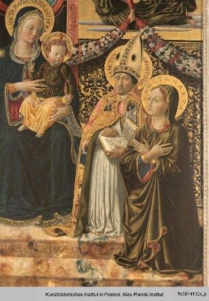 Maria mit Kind und den Heiligen Johannes Baptista, Maria Magdalena, Augustinus und Marta und zwei Engeln