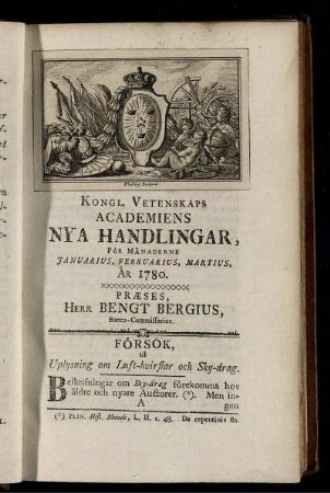 Januarius, Februarius, Martius, År 1780.