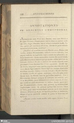 Annotationes in Aeschyli Choephoras