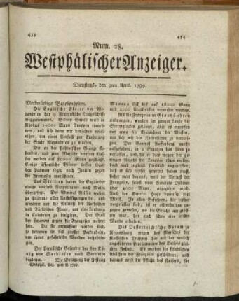 Num. 28. Dienstags, den 9ten April. 1799