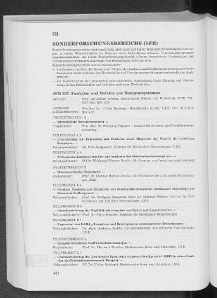 III. Sonderforschungsbreiche (SFB)