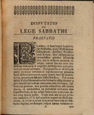Disp. theol. de lege Sabbathi