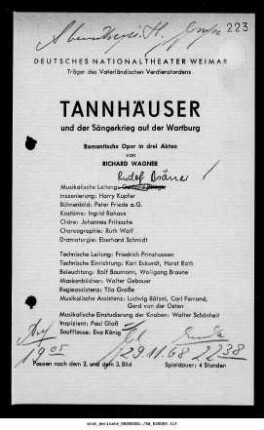 Tannhäuser und der Sängerkrieg auf der Wartburg