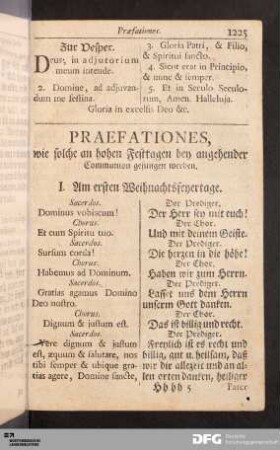 Praefationes, wie solche an hohen Festtagen bey angehender Communion gesungen werden.