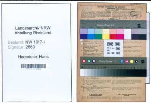 Entnazifizierung Hans Haendeler , geb. 18.05.1904 (Walzmeister)