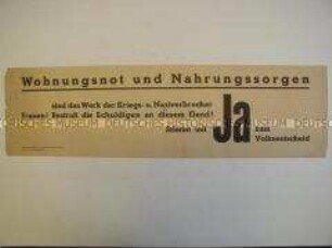 Maueranschlag zum Volksentscheid in Sachsen über die Enteignung der Nazi- und Kriesgverbrecher
