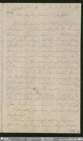 Eigenh. Brief von August Wilhelm von Schlegel an Georg Joachim Göschen, Jena, 01.12.1796