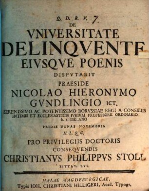De universitate delinquente, eiusque poenis