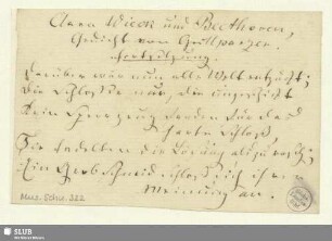 322: Clara Wieck und Beethoven - Mus.Schu.322 : Gedicht von Grillparzer. Fortsetzung