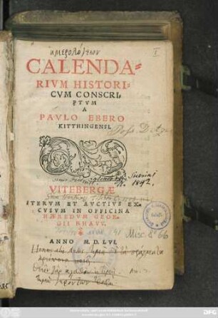 CALENDA=||RIVM HISTORI=||CVM CONSCRI=||PTVM A || PAVLO EBERO || KITTHINGENSI.||
