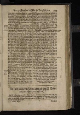 Am fünffzehenden Sonntage nach der H. Dreyfaltigkeit / Evangelium Matth. 6.