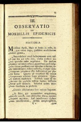 III. Observatio de morbillis epidemicis.