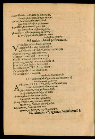 Ad Amicum haud postremum.