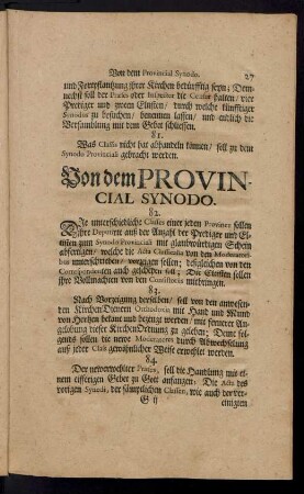 Von dem Provincial Synodo.