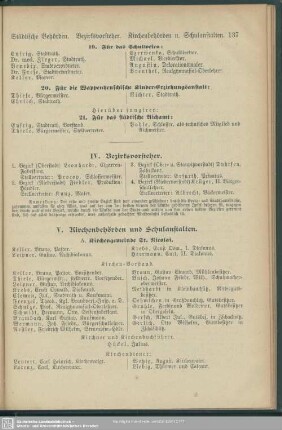 V. Kirchenbehörden und Schulanstalten