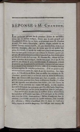 Réponse à M. Chambon.