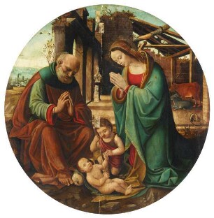 Die Heilige Familie, das Kind verehrend, mit dem Johannesknaben