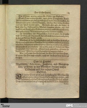 Das XI. Capitel. Abgötterey, Atheismus, Zauberey und Aberglauben, zerstören in des Menschen Hertzen wahre...