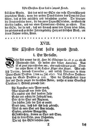 XVIII. Wir Christen-Leut hab'n jetzund Freud.