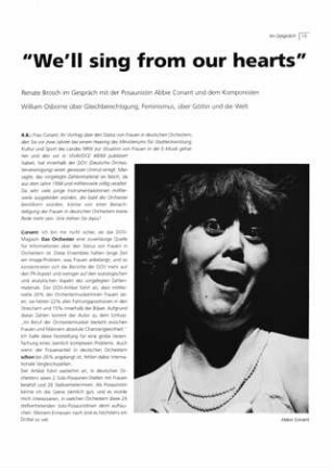 "We'll sing from our Hearts" : Ein Gespräch mit Abbie Conant und William Osborne