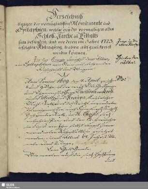 Verzeichniß einiger der vorzüglichsten Monumente und Epitaphien