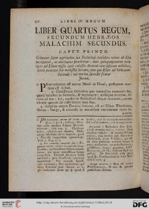 Liber quartus regum, secundum Hebraeos Malachim secundus