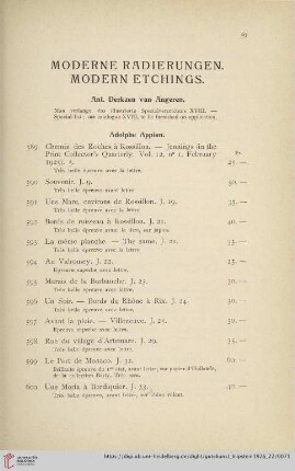 Moderne Radierungen. Modern Etchings (Nr.589-1098)
