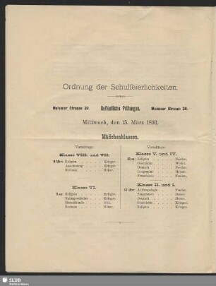 Ordnung der Schulfeierlichkeiten