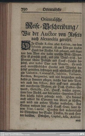 [Das vierte Jahr: 1669] Wie der Auctor von Roseto nach Alexandria gereiset ...