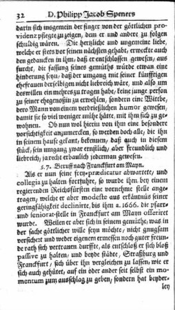 §. 7. Beruff nach Franckfurt am Mayn