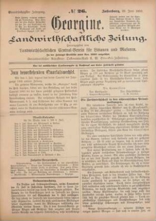 Einundsechzigster Jahrgang. No. 26. Insterburg, 29. Juni 1893.