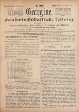 Einundsechzigster Jahrgang. No. 26. Insterburg, 29. Juni 1893.