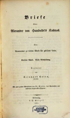 Briefe über Alexander von Humboldt's Kosmos : ein Commentar zu diesem Werke für gebildete Laien, 3,1