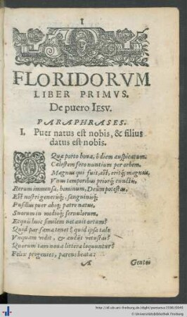 Liber Primus: De Puero Iesu