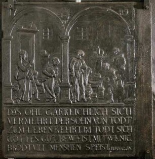 Ofenplatte: Darstellung: Das Ölwunder des Elias