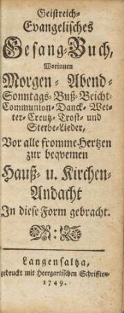 Geistreich-Evangelisches Gesang-Buch