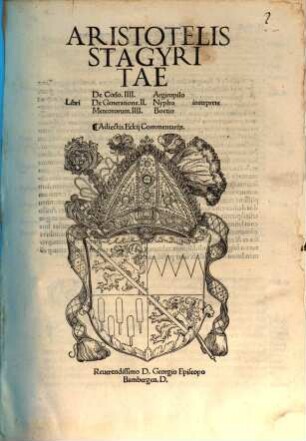Aristotelis Stagiritae Libri De Coelo IIII.