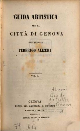 Guida artistica per la città di Genova, 1
