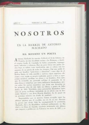 En la muerte de Antonio Machado