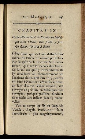 Chapitre IX. De la restauration de la Peinture en Mosaïque dans l'Italie [...]